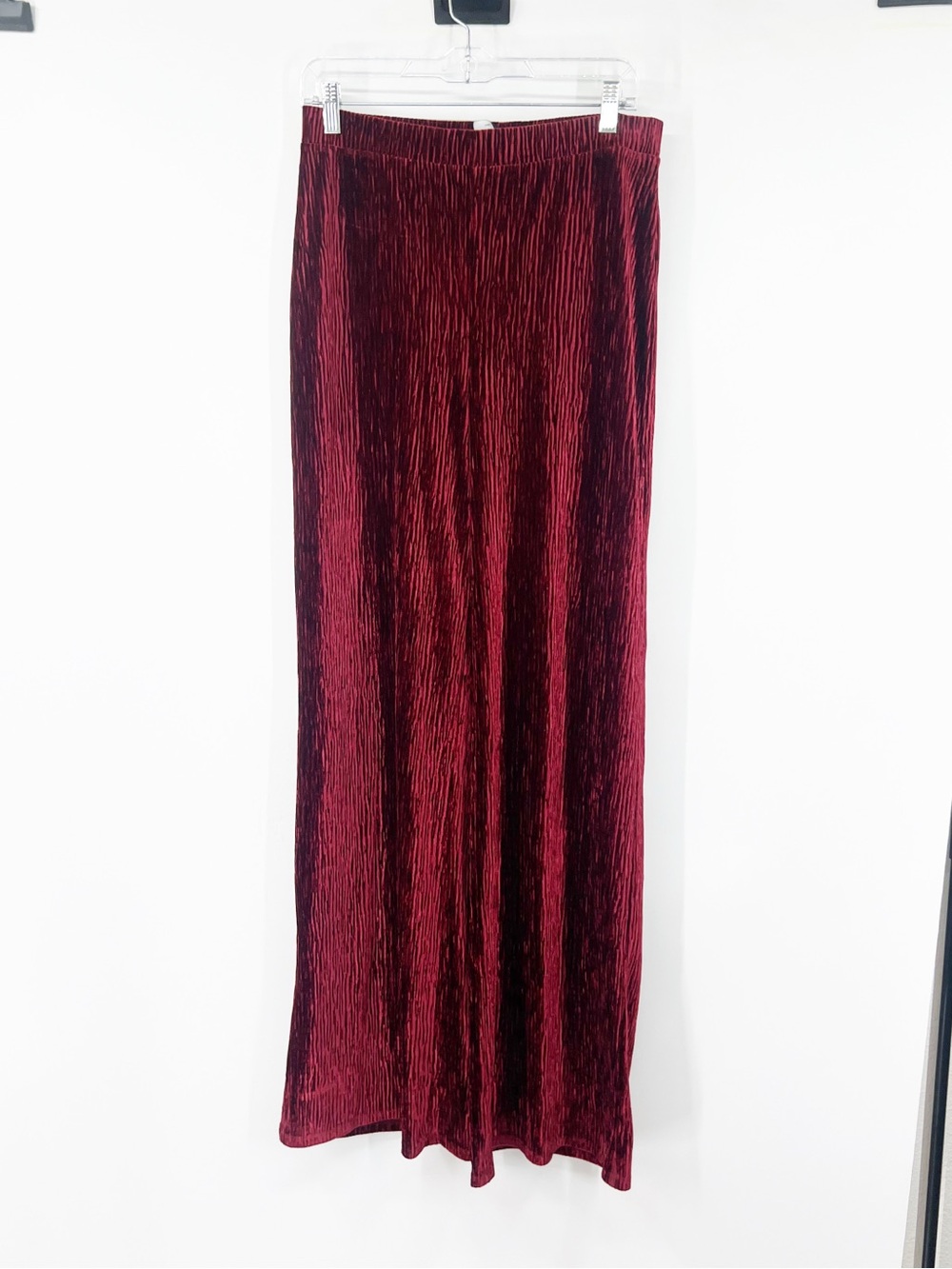 Naked Wardrobe Velvet Wide-Leg Pants High Rise